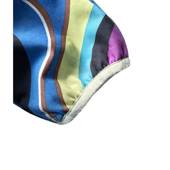 Athleta Womens Sz S Purple Blue Yellow Swirl Zip Hooded Fleece Lined Jacket - Picture 12 of 15